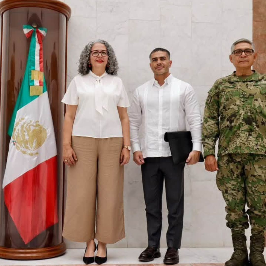 Gobernadora de Sinaloa con Harfuch y mandos de seguridad